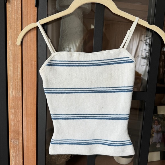 Aritzia babaton sculp knit striped cami tank top cropped square neck - Picture 1 of 7